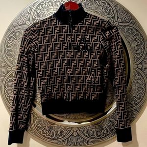 Fendi Brown Women's Logo monogram zip up Sweater Track JacketS